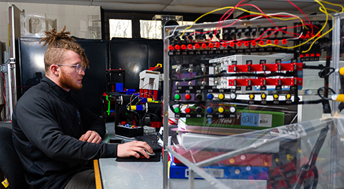 A student in an engineering lab